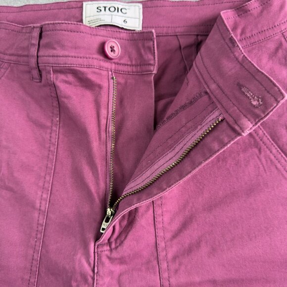 Stoic Women’s Size 6 High‑Rise Burgundy Utility Pants 98% Cotton Stretch Pockets - Picture 3 of 14
